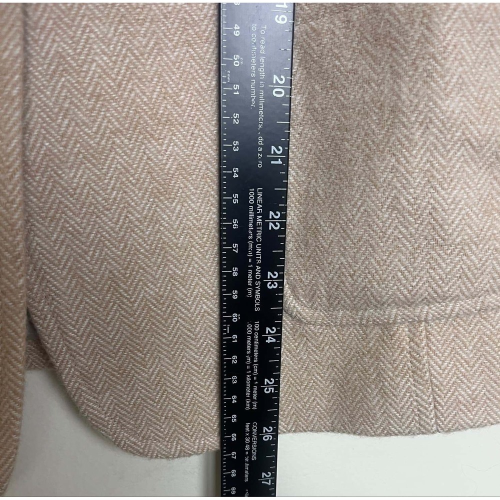 Talbots Womens Tan Herringbone Wool Blend Blazer Gold Button Jacket Size 8 - Picture 7 of 10